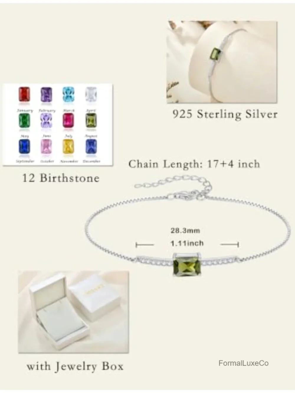 925 Sterling Silver Halo Rectangular Cut Cubic Zirconia Bracelet